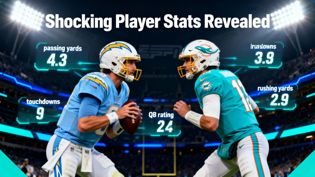chargers vs miami dolphins match player stats